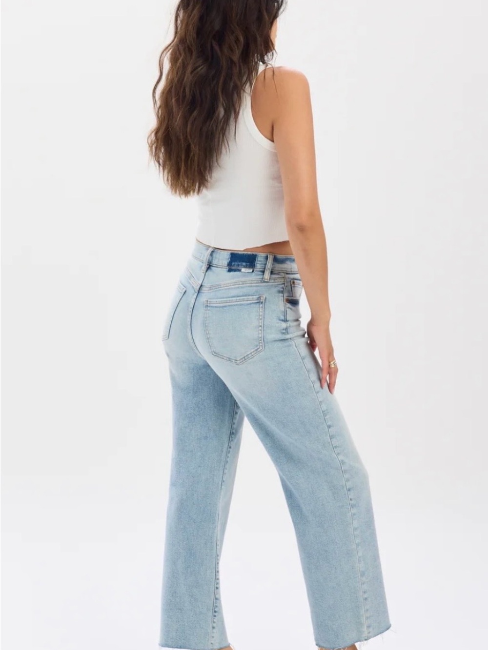 Daze Denim PLEASER HIGH RISE WIDE ANKLE IN MIRACLE will not leave up long! - Picture 4 of 6